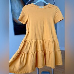XS OAK & FORT Yellow Marigold Tiered Cotton Dress